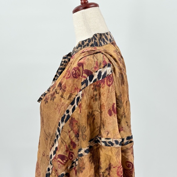 Galliano Silk Animal Print Mixed Media Blouse Medium - Picture 9 of 13